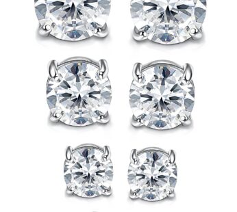 Jstyle 4 Pairs Stainless Steel Mens Womens Magnetic Stud Earrings Non-piercing CZ 4-7MM