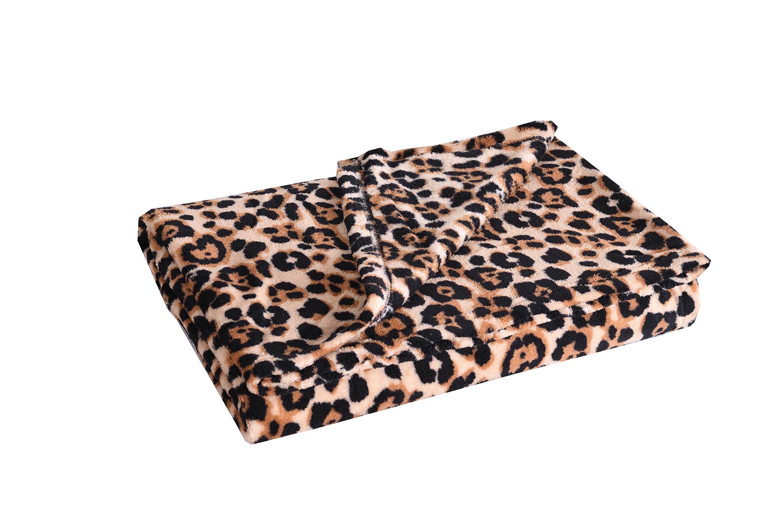 MarCielo Fleece Throw Blanket, 50 x 60 Inch Lap Fleece Blankets (Leopard)