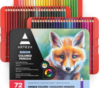 Arteza Colored Pencils for Adults, 72 Drawing Pencils with Wax-Based Cores, Professional A