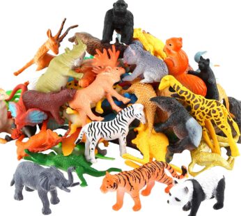 Animals Figure,54 Piece Mini Jungle Toys Set,ValeforToy Realistic Wild Vinyl Plastic Anima