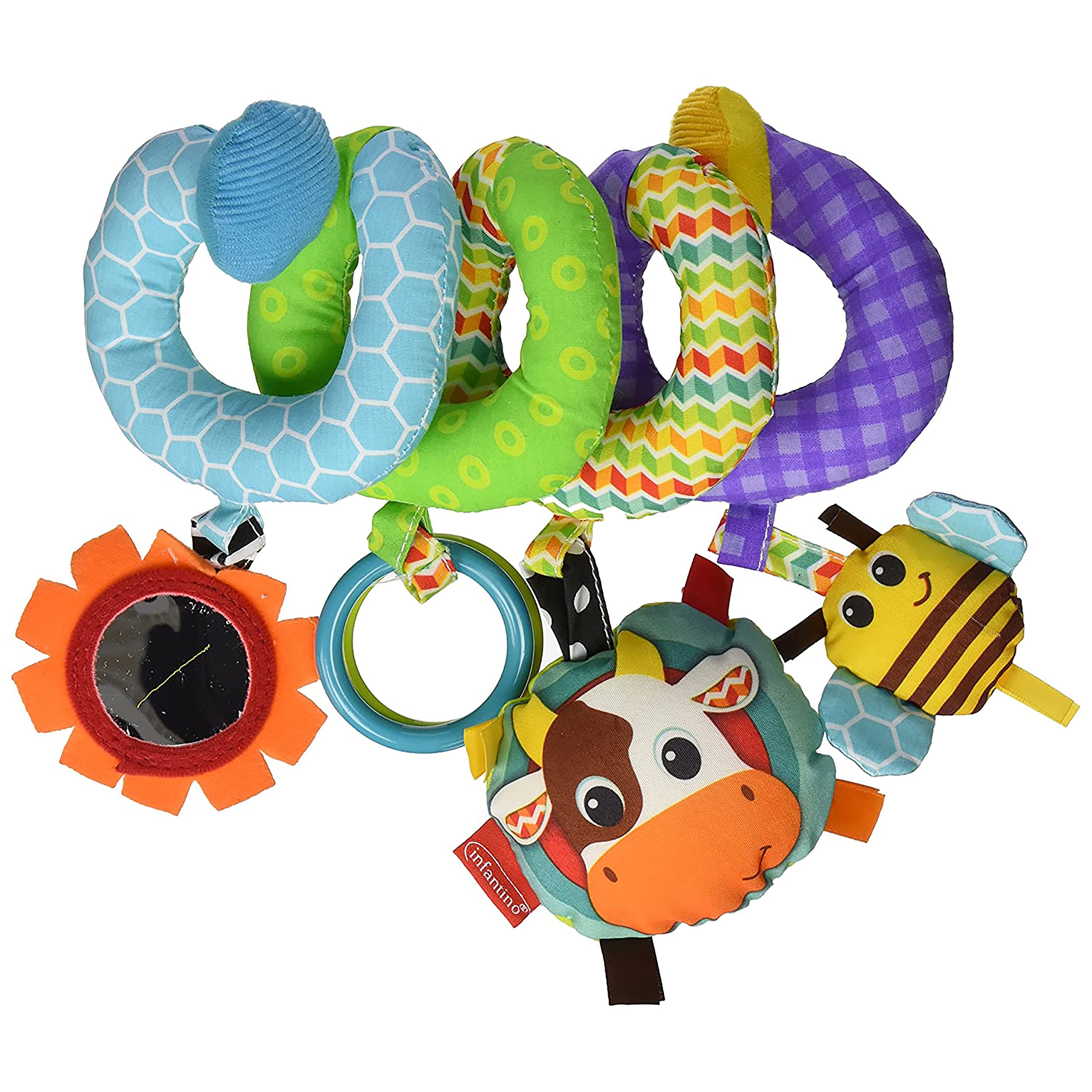 Infantino Stretch & Spiral Activity Toy - Textured Play Activity Toy for Sensory Explorati