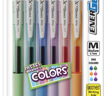 Pentel Energel-X Pastel Barrels Retractable, Medium Line, Assorted Ink Colors Pack of 6 (B