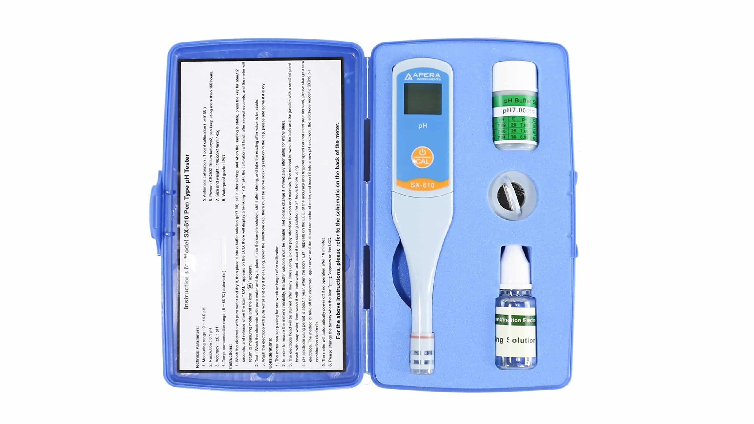 Apera Instruments, LLC-AI221 SX610 Waterproof pH Pen Tester, 0.1 pH Accuracy, 0-14.0 pH R