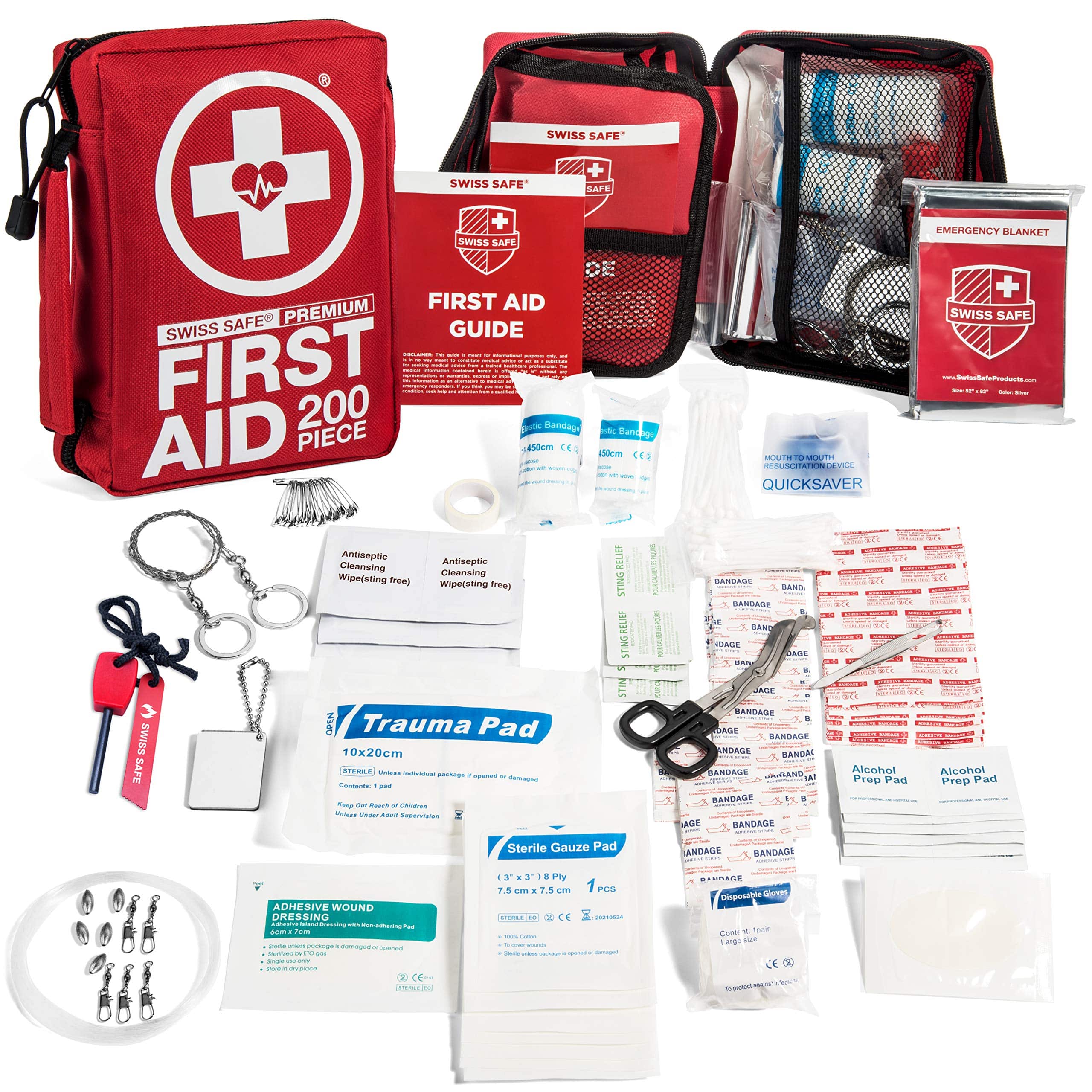 Swiss Safe 200-Piece Professional First Aid Kit for Home, Car or Work : Plus Emergency Med