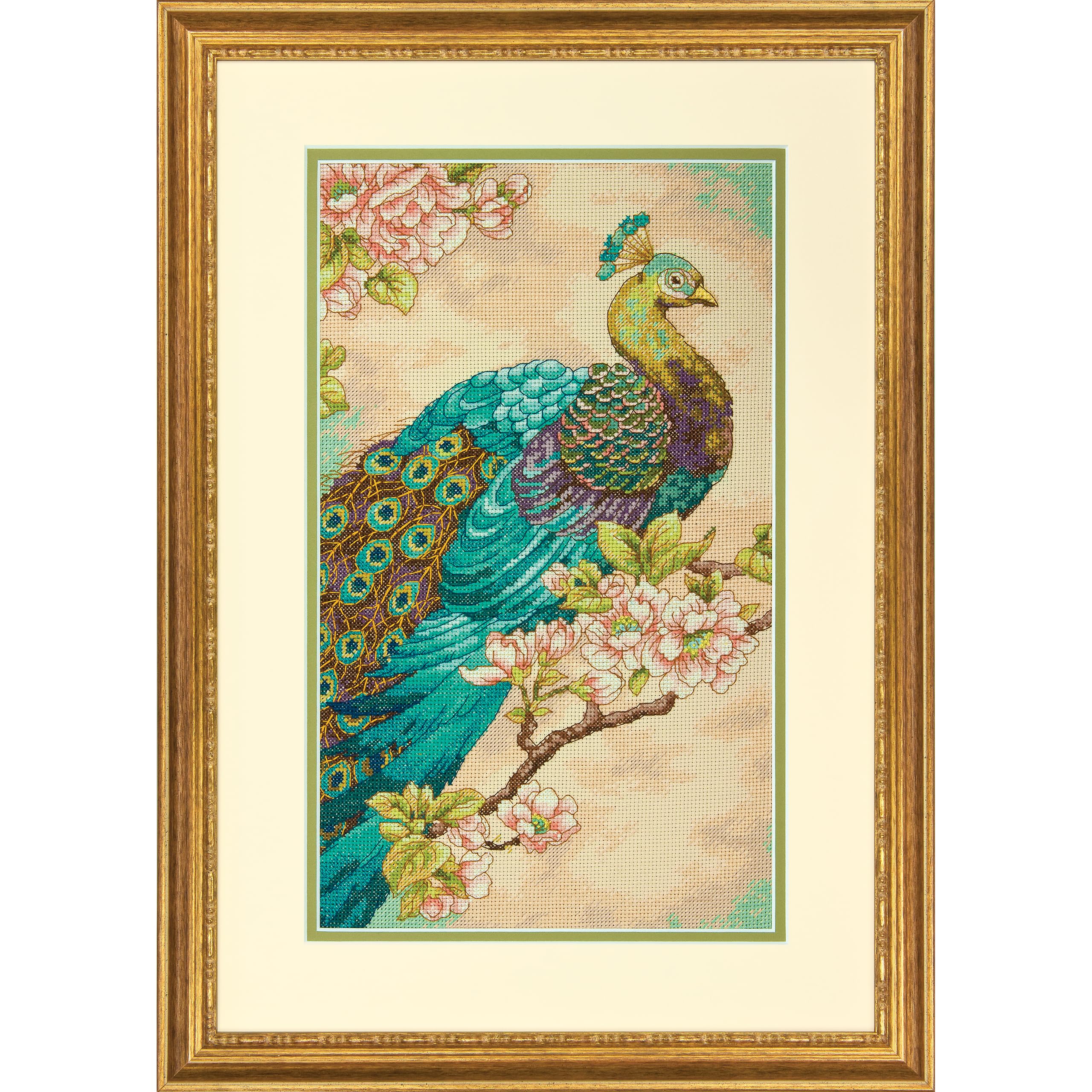 Dimensions Indian Peacock Counted Cross Stitch Kit, 14 Count Natural Aida, 9'' x 15''