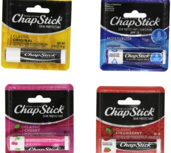 Chap Stick Lip Balm Variety Pack Assorted Flavors Original, Strawberry, Moisturizer, Cherr