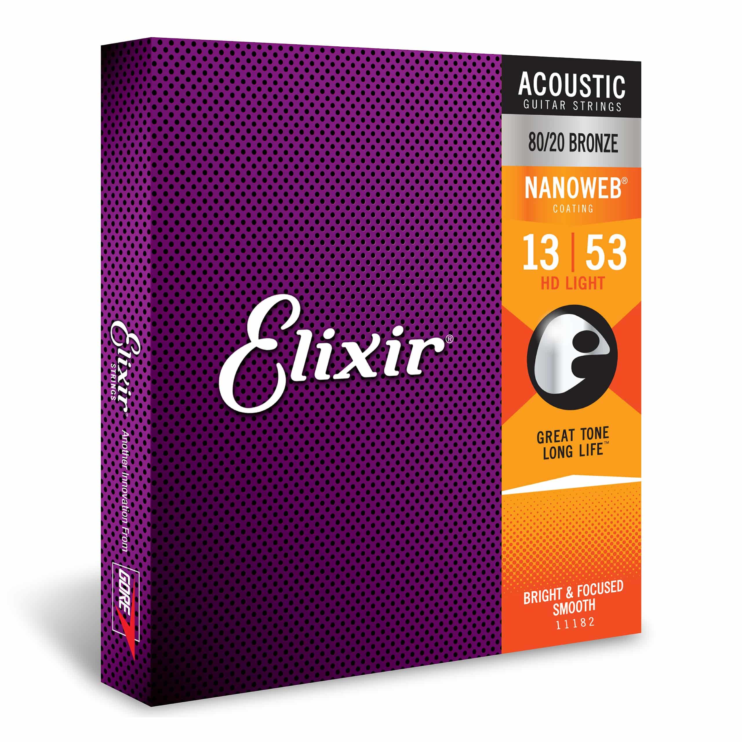 Elixir Strings, Acoustic Guitar Strings, 80/20 Bronze with NANOWEB Coating, Longest-Lastin