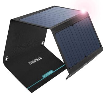 Nekteck 21W Solar Charger(5V/3A Max) with 2 USB Port, IPX4 Waterproof Portable and Foldabl