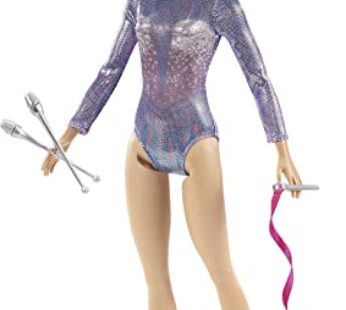 Barbie Rhythmic Gymnast Fashion Doll with Blonde Hair & Brown Eyes, Shimmery Leotard, Bato