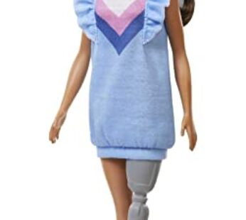 Barbie Fashionistas Doll #121 with Brown Hair and Prosthetic Leg Dressed in Blue Sweater D