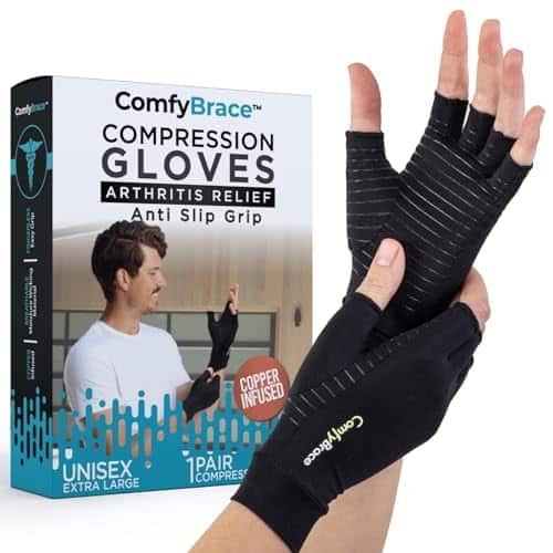 ComfyBrace Copper Infused Compression Arthritis Gloves for Hand & Finger Relief from pain/