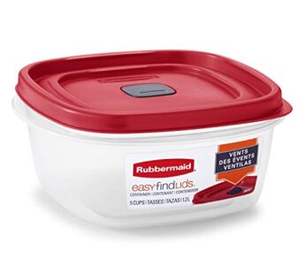 Rubbermaid Easy Find Vented Lid Food Storage Containers, 5-Cup, Racer Red