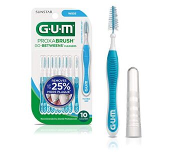 GUM Proxabrush Go-Betweens Interdental Brushes, Wide, Plaque Removal, 10 Count