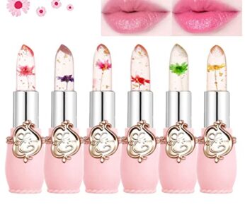 Btspring Clear Flower Jelly Lipstick, 6 Packs Nutritious Moisturizer Lip Balm Temperature