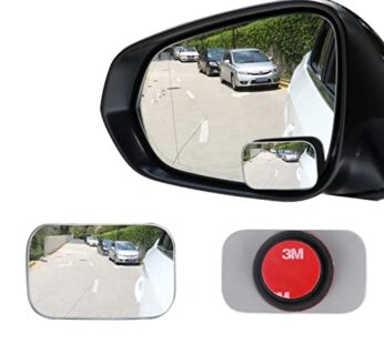LivTee Blind Spot Mirror, Rectangle Shaped HD Glass Frameless Convex Rear View Mirror with