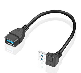 URWOOW 2 Pack SuperSpeed USB 3.0 Angle Male to Female Extension Cable 6 Inch Convertor Ada