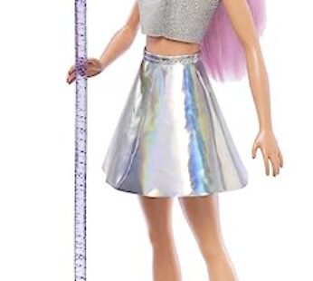 Barbie Pop Star Fashion Doll with Pink Hair & Brown Eyes, Iridescent Skirt & Microphone Ac