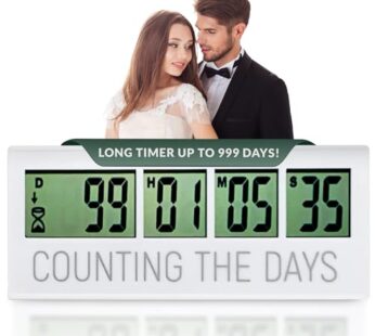 Countables Counting the Days Countdown Clock – Up to 999 Days LCD Digital Timer – Easy to
