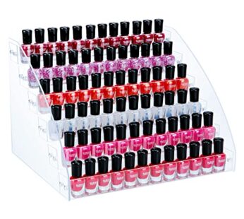 KINGROW Nail Polish Organizer 72 Bottles of 6 Layers Acrylic Display Rack Eyeglasses Stora