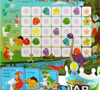 Dinosaur Potty Training Chart & 35 Magnetic Stickers – Potty Chart, Potty Training Sticker