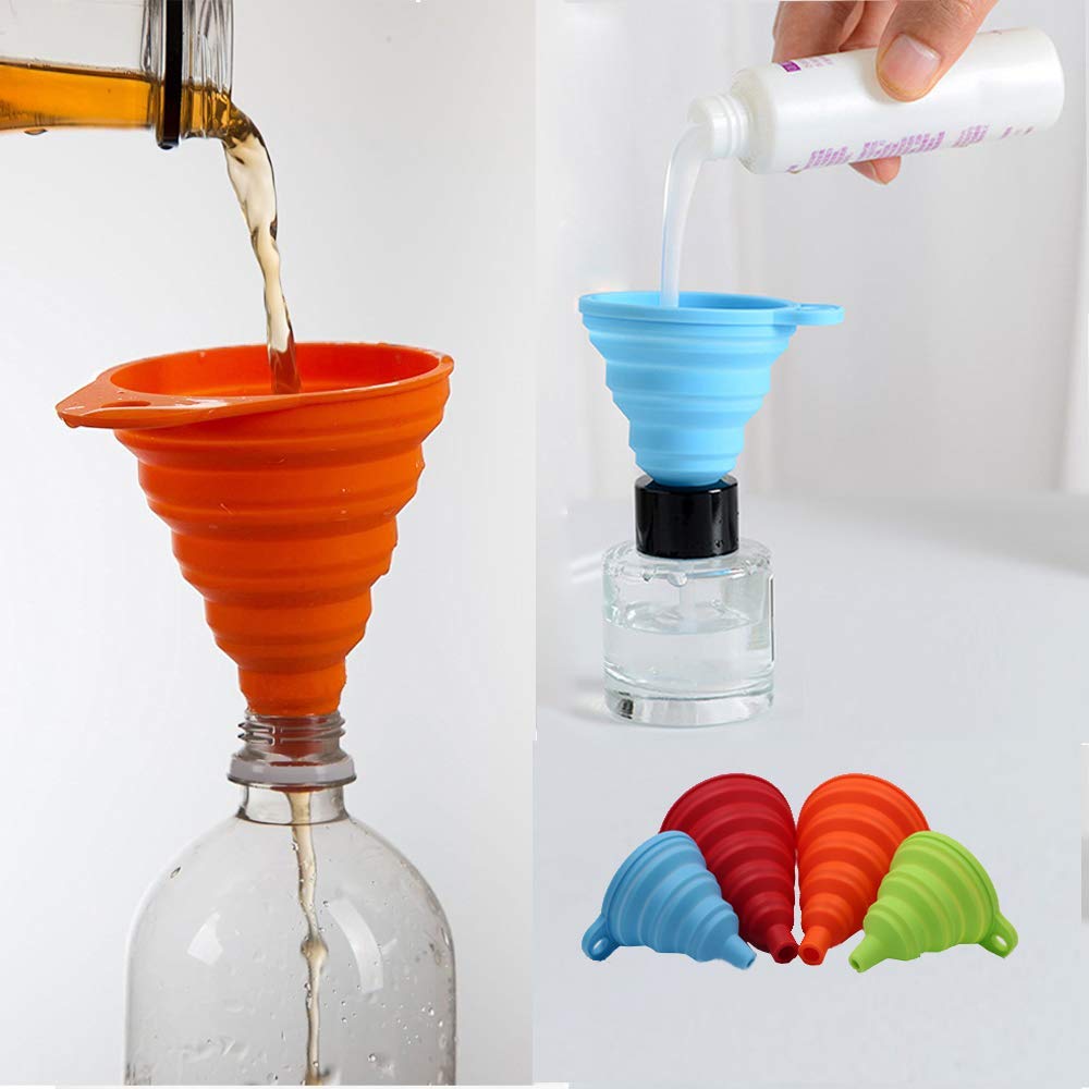 KongNai Kitchen Funnel Set 4 Pack, Small and Large, Kitchen Gadgets Accessories Foldable S - Image 6