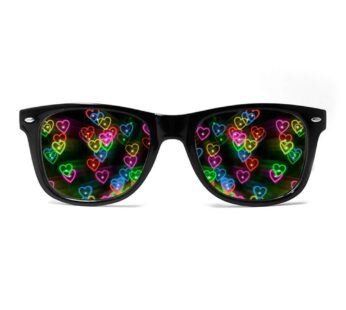 Ultimate Diffraction Glasses – 3D Rainbow Heart Effect with Black Frames – Great Edm, Conc
