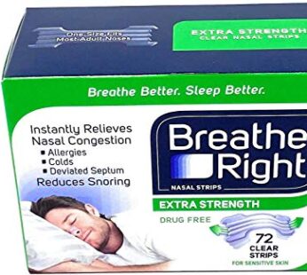 Breathe Right Nasal Strips, Extra Clear for Sensitive Skin, 72 Clear Strips