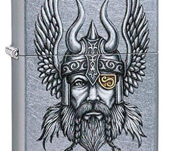 Zippo Viking Warrior Design Street Chrome Pocket Lighter, One Size (29871)
