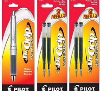 Pilot Dr. Grip Center of Gravity Retractable Ballpoint Pen, Medium Point, Charcoal Grip, B