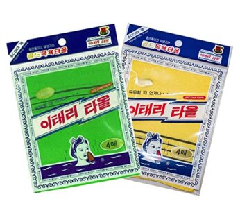 GOLDSANGSA-Korean Exfoliating Towel Washcloth Mitts 8pcs(Green4,Yellow4)/Korean Italy Towe