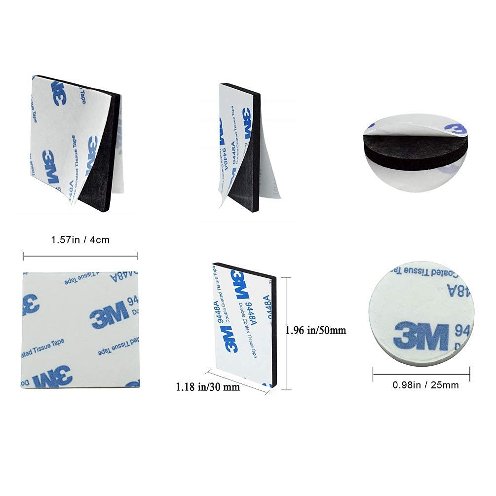 Double Sided Foam Tape Strong Pad Mounting,Black Self-Adhesive Tape Include Square Round a - Image 3