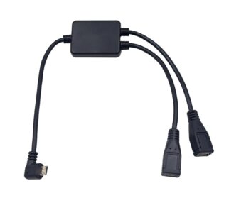 Kework Micro USB 5 Pin Splitter, 30cm Left Angle Micro USB Splitter Cable, 2 Ports Micro U