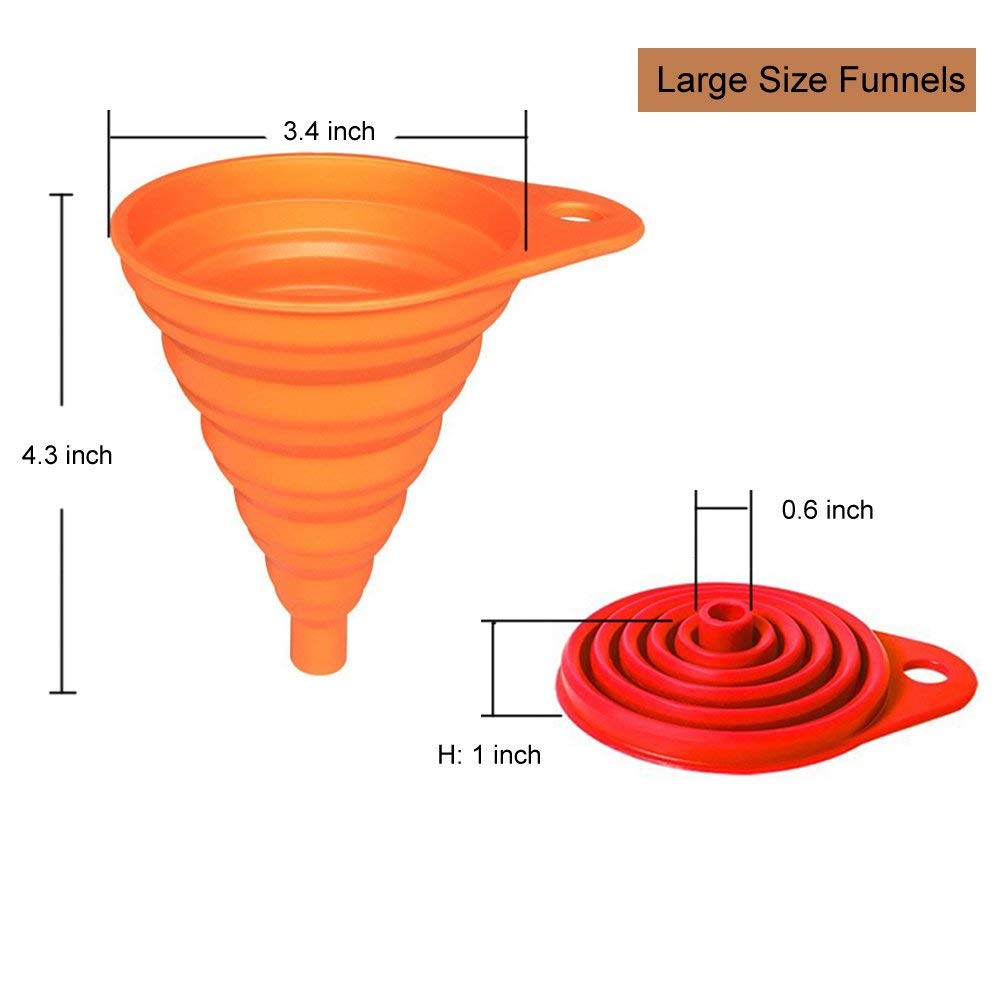 KongNai Kitchen Funnel Set 4 Pack, Small and Large, Kitchen Gadgets Accessories Foldable S - Image 3