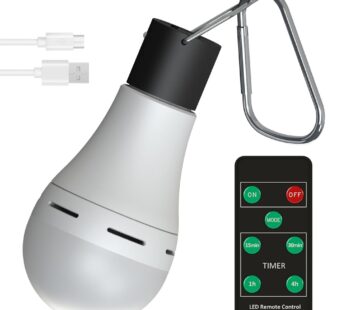 Rechargeable Light Bulb with Remote, 4 Light Modes + Timer, Portable USB Rechargeable Ligh