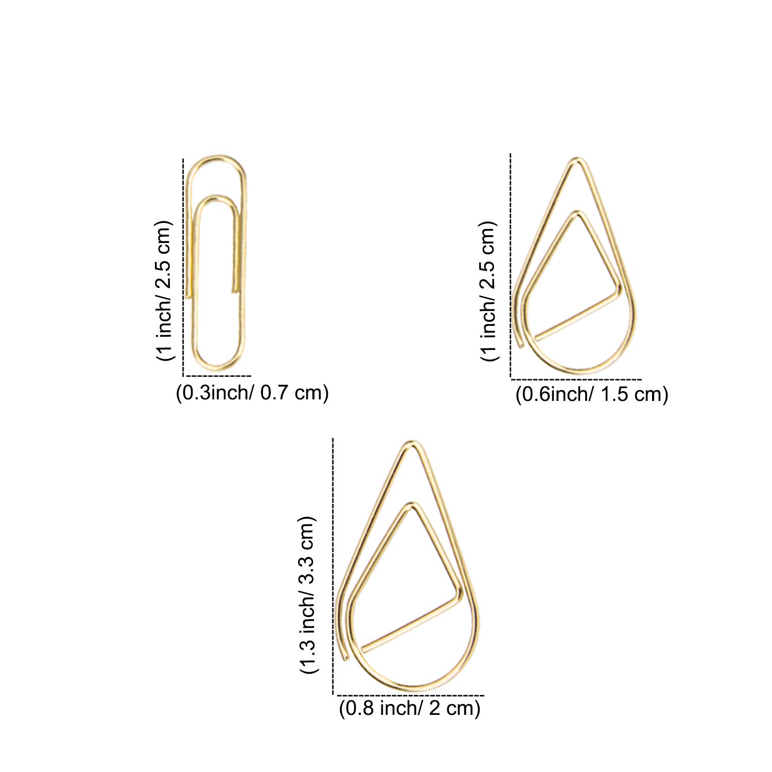 300 Pcs Cute Gold Paper Clips Assorted Sizes, Smooth Steel Wire Drop-Shaped Paperclips Lar - Image 4