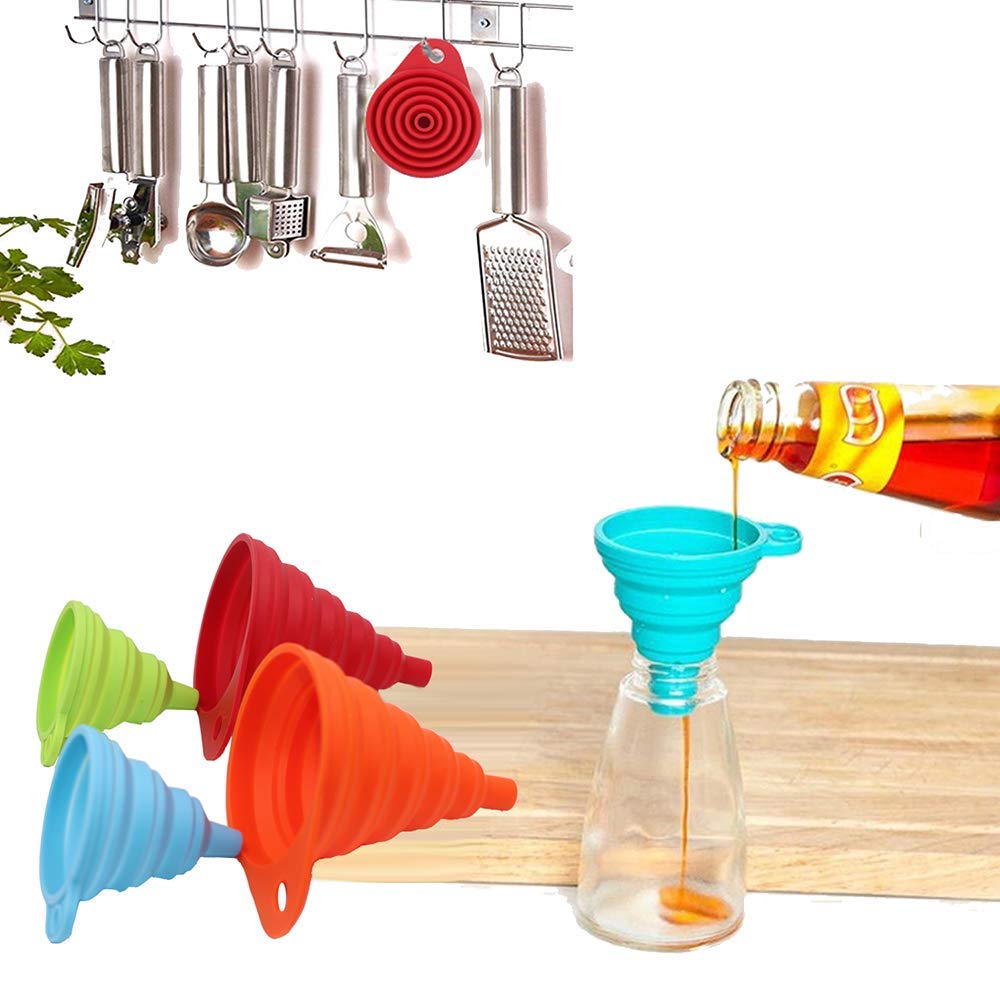 KongNai Kitchen Funnel Set 4 Pack, Small and Large, Kitchen Gadgets Accessories Foldable S - Image 7