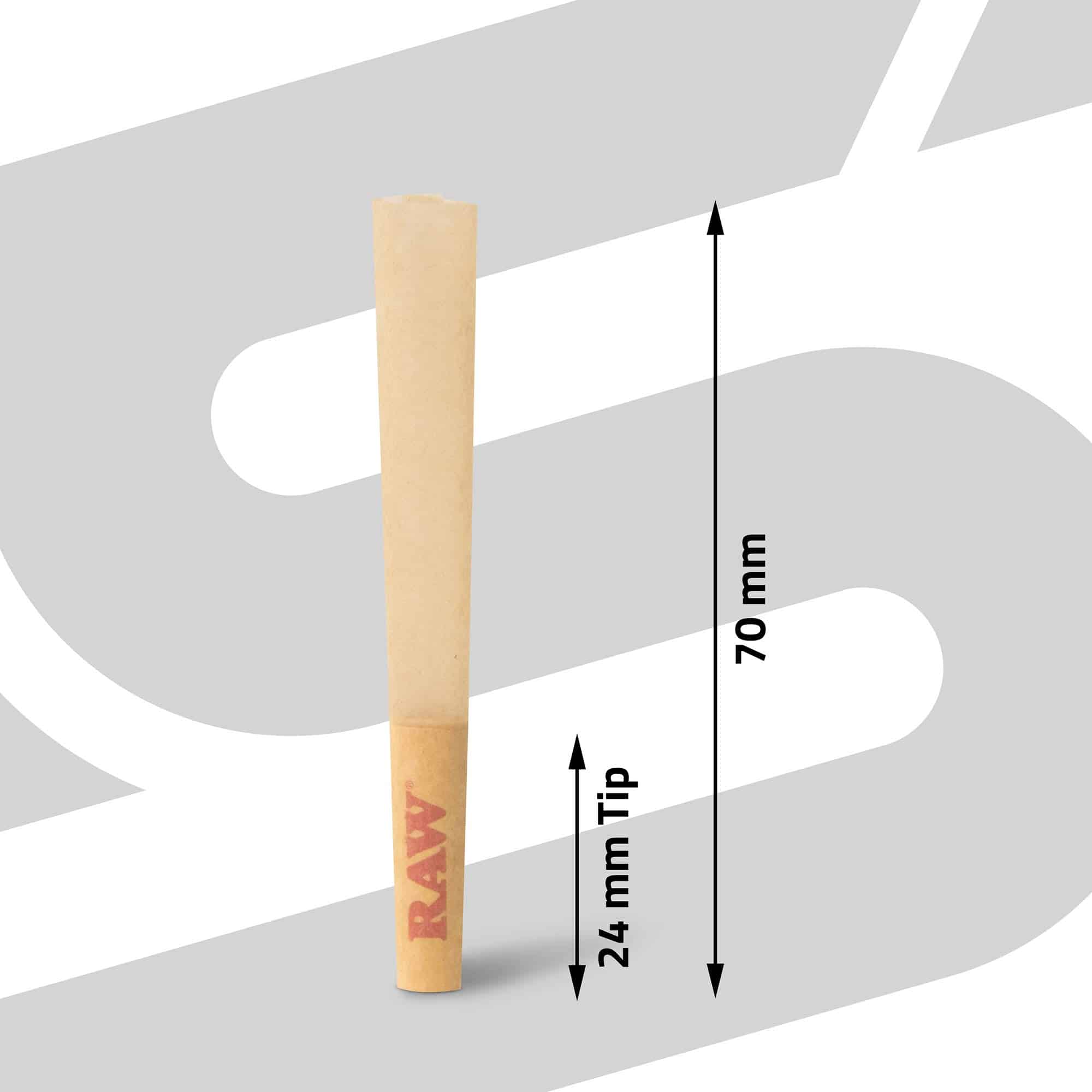 RAW Cones Classic Single Size 70/24 | 100 Cone Pack | Shorter than 1 1/4 | Mini Preroll to - Image 3