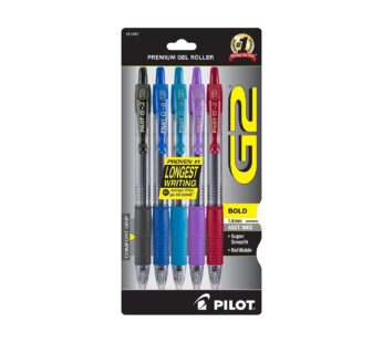 Pilot G2 Retractable Gel Pens, Bold Point, Assorted Ink, 5/Pack (G21C5002/12487)