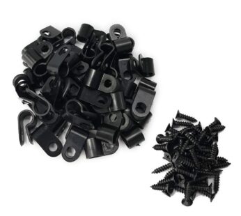 Alamic Cable Clamp R-Type Cable Clip Wire Clamp 1/4-inch Nylon Screw Mounting Cord Fastene