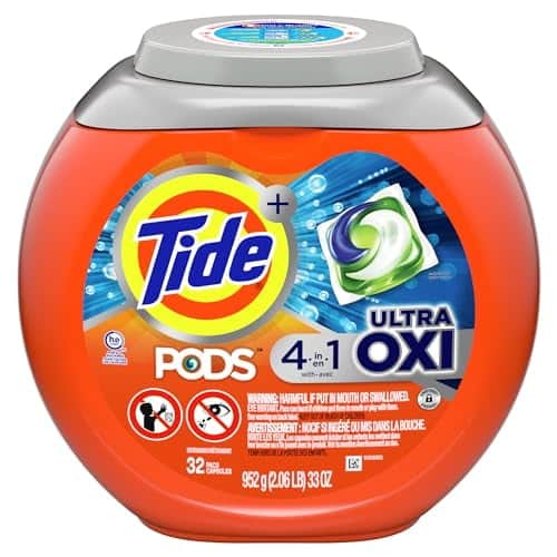Tide PODS Ultra Oxi Liquid Laundry Detergent Pacs, 32 Count