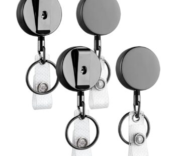 2 Pack Heavy Duty Retractable Badge Holder Reel, Will Well Metal ID Badge Holder with Belt