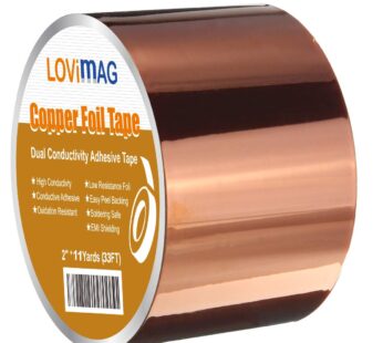 LOVIMAG Copper Foil Tape (2inch X 33 FT) with Conductive Adhesive for Guitar and EMI Shiel