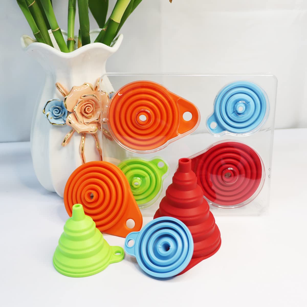 KongNai Kitchen Funnel Set 4 Pack, Small and Large, Kitchen Gadgets Accessories Foldable S - Image 5