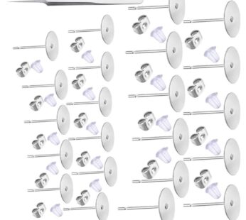 1200 PCS 5MM Hypoallergenic Stainless Steel Earrings Posts Flat Pad Blank Earring Pin Stud