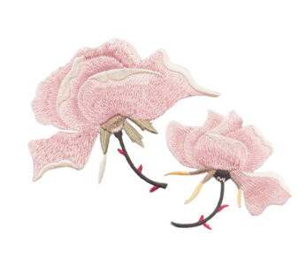 2 Pack Delicate Embroidered Patches, Pink Flower Embroidery Patches, Iron On Patches, Flow
