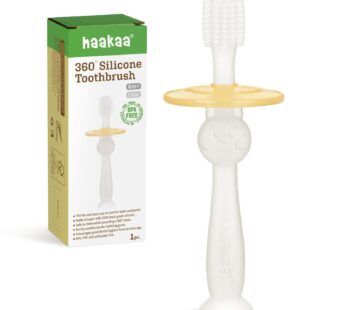 haakaa 360 Baby Toothbrush with Suction Base – Gentle Cleaning for Infant Self-Brushing T