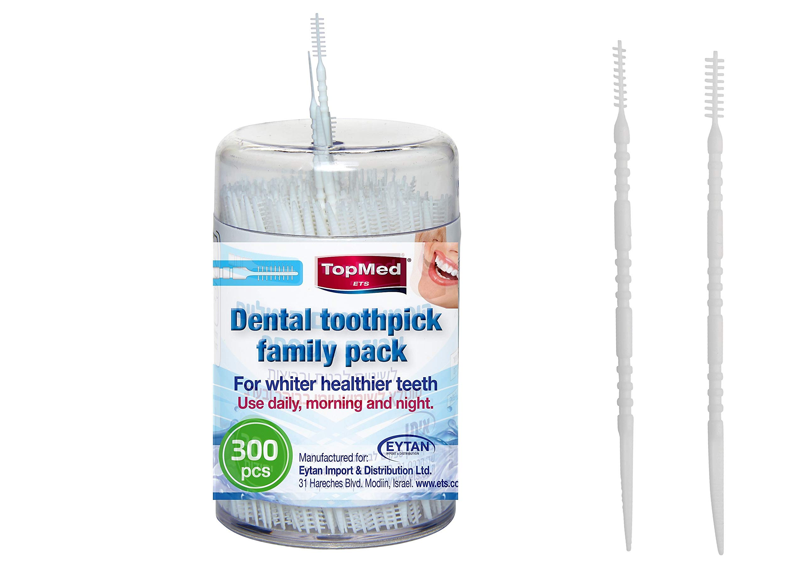 TOPMED ETS Brush Picks Toothpicks Hygiene Sticks (300 Count)