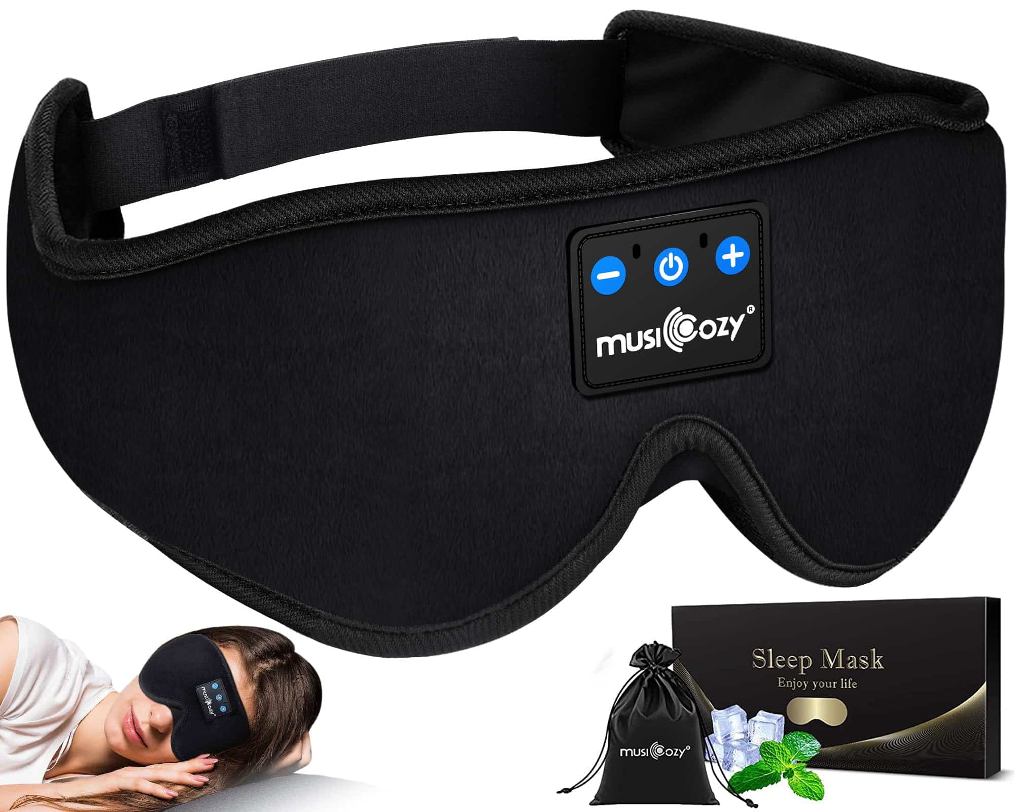 MUSICOZY Sleep Headphones Bluetooth 5.2 Headband Sleeping Headphones Sleep Eye Mask, Wirel
