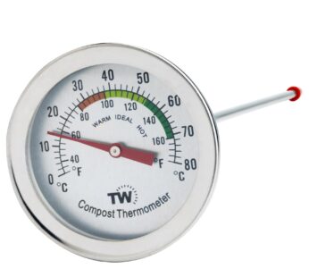 Compost Thermometer Stainless Steel Dial – Ideal Composting Soil Thermometer with 50MM Dia