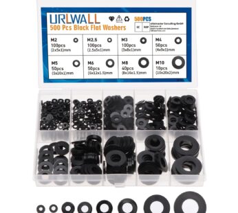 URLWALL 500Pcs Nylon Flat Washer Assortment Set, Washers Metric Sealing Spacer Gasket Ring